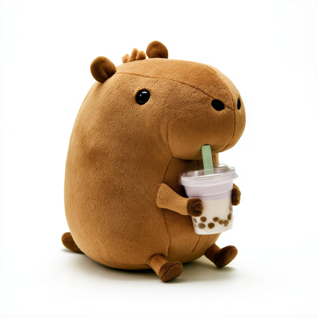Plyšová Bára s kelímkem bubble tea